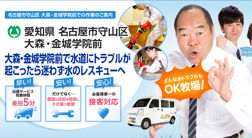 愛知県 名古屋市守山区 大森・金城学院前 水トラブルは全てお任せください！
