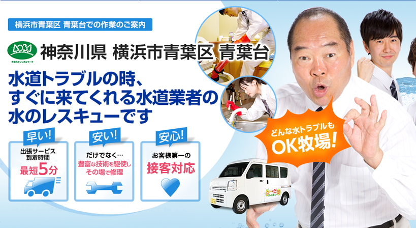 神奈川県 横浜市青葉区 青葉台 水トラブルは全てお任せください！