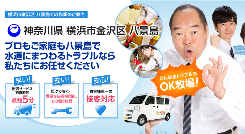 神奈川県 横浜市金沢区 八景島 水トラブルは全てお任せください！