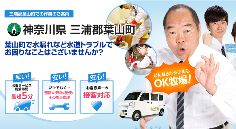神奈川県 三浦郡葉山町 水トラブルは全てお任せください！