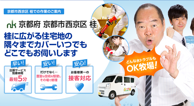 京都府 京都市西京区 桂 水トラブルは全てお任せください！