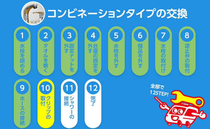 コンビネーションタイプの混合水栓の交換手順10