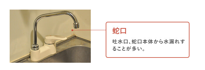 キッチンの漏水調査1 蛇口からの水漏れ