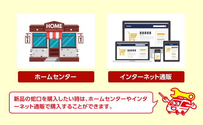 ホームセンターやネット通販で蛇口を購入