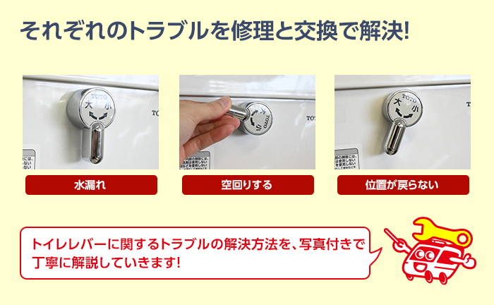 トイレレバーのトラブルを修理と交換で解決しよう