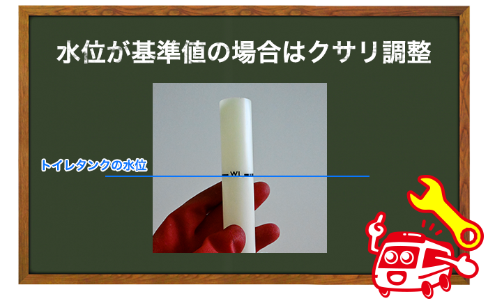 トイレタンクの水位が基準値だった場合の水量調整