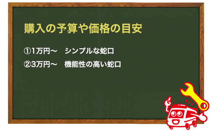 蛇口（水栓）購入の予算や価格の目安