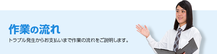 トラブル発生からお支払いまで作業の流れをご説明します。