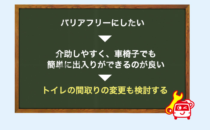 バリアフリーにするには間取り変更も検討する