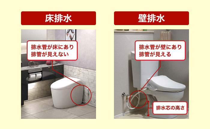 トイレの排水の種類に注意する