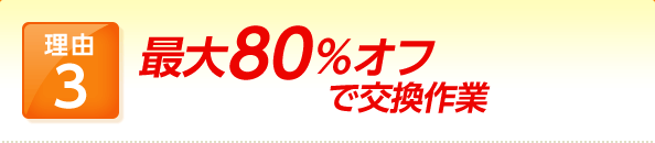 理由3 最大80％オフで交換作業